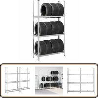 Reifenregale mit 3 Böden 2 Stk. Silbern 110x40x200 cm Stahl - Vidaxl von VIDAXL