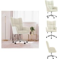Relaxsessel Cremeweiß Samt - Samtsessel - Wohnzimmersessel - Drehsessel - Höhenverstellbarer Stuhl - Bürostuhl von VIDAXL