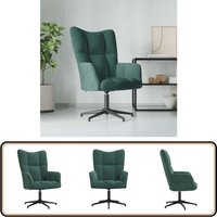 Relaxsessel Dunkelgrün Samt - Samtsessel - Wohnzimmersessel - Drehsessel - Beistellsessel - Lounge Chair von VIDAXL