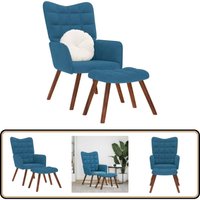Relaxsessel mit Hocker Blau Samt - Vidaxl von VIDAXL