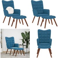Relaxsessel mit Hocker Blau Samt - Vidaxl Relaxsessel mit Hocker Blau Samt - Vidaxl von VIDAXL