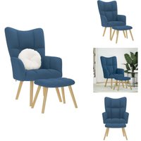 Relaxsessel mit Hocker Blau Stoff - Entspannungssessel Mit Fußhocker - Entspannungsstühle Mit Fußhockern - Stuhl - Wohnzimmerstuhl von VIDAXL