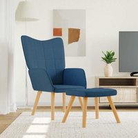Relaxsessel mit Hocker Blau Stoff Vidaxl von VIDAXL