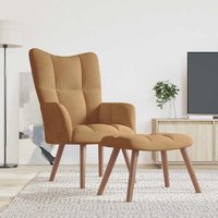 Relaxsessel mit Hocker Braun Samt vidaXL von VIDAXL