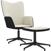 Relaxsessel mit Hocker Cremeweiß Samt und PVC vidaXL von VIDAXL
