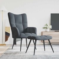 Relaxsessel mit Hocker Dunkelgrau Samt - Vidaxl von VIDAXL