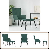 Relaxsessel mit Hocker Dunkelgrün Samt - Samtsofa - Sessel Dunkelgrün - Lounge Chair - Beistelltisch - Entspannungsstuhl von VIDAXL