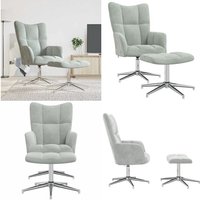 Relaxsessel mit Hocker Hellgrau Samt - Samtsessel - Wohnzimmersessel - Bequemesessel - Drehsessel - Grau Sofa - Home & Living von VIDAXL