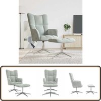 Relaxsessel mit Hocker Hellgrau Samt - Samtsessel - Wohnzimmersessel - Bequemesessel - Drehsessel - Grau Sofa von VIDAXL
