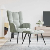 Relaxsessel mit Hocker Hellgrau Samt - Vidaxl von VIDAXL