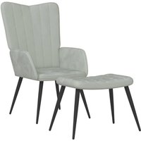 Vidaxl - Relaxsessel mit Hocker Hellgrau Samt 44778 von VIDAXL