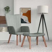 Relaxsessel mit Hocker Hellgrau Samt Vidaxl Relaxsessel mit Hocker Hellgrau Samt Vidaxl von VIDAXL