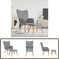 Relaxsessel mit Hocker Hellgrau Stoff - Sessel - Relaxsessel - Wohnraumgestaltung - Bequemlichkeit - Polstersitz von VIDAXL
