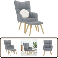 Relaxsessel mit Hocker Hellgrau Stoff - Vidaxl Relaxsessel mit Hocker Hellgrau Stoff - Vidaxl von VIDAXL