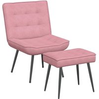 Relaxsessel mit Hocker Rosa Samt Vidaxl von VIDAXL