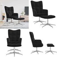 Relaxsessel mit Hocker Schwarz Samt - Samtsofa - Wohnzimmersofa - Lounge Chair - Drehsessel - Bequemes Sofa - Home & Living von VIDAXL