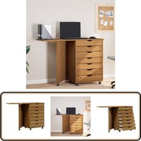 Rollschrank mit Schreibtisch moss Honigbraun Massivholz Kiefer - Schubladenschrank - Bürostuhl - Home Office - Regal - Aktenordner von VIDAXL