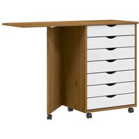 Rollschrank mit Schreibtisch moss Honigbraun Massivholz Kiefer - Vidaxl von VIDAXL