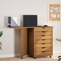 Rollschrank mit Schreibtisch moss Honigbraun Massivholz Kiefer - Vidaxl von VIDAXL