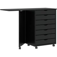 Rollschrank mit Schreibtisch moss Schwarz Massivholz Kiefer - Vidaxl von VIDAXL