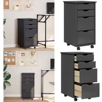 Rollschrank mit Schubladen MOSS Grau Massivholz Kiefer - Schreibtischorganizer - Bürobedarf - Regalsystem - Ablagefach - Mobiliar - Home & Living von VIDAXL