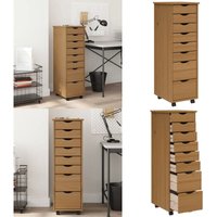 Rollschrank mit Schubladen MOSS Honigbraun Massivholz Kiefer - Schreibtischorganizer - Bürobedarf - Regalsystem - Archivschrank - Mobiliar - Home & von VIDAXL
