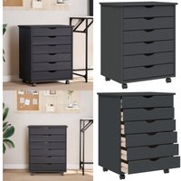 Rollschrank mit Schubladen moss Grau Massivholz Kiefer - Schreibtischorganizer - Bürobedarf - Regalsystem - Aufbewahrungsbox - Sideboard - Home & von VIDAXL