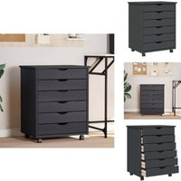 Rollschrank mit Schubladen moss Grau Massivholz Kiefer - Schreibtischorganizer - Bürobedarf - Regalsystem - Aufbewahrungsbox - Sideboard von VIDAXL