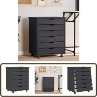 Rollschrank mit Schubladen moss Grau Massivholz Kiefer - Schreibtischorganizer - Bürobedarf - Regalsystem - Aufbewahrungsbox - Sideboard von VIDAXL