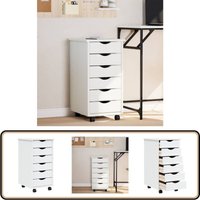 Rollschrank mit Schubladen moss Weiß Massivholz Kiefer - Schreibtisch Organizer - Büro Möbel - Regalsystem - Sideboard - Nachtkommode von VIDAXL