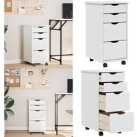 Rollschrank mit Schubladen moss Weiß Massivholz Kiefer - Schreibtischorganizer - Bürobedarf - Regalsystem - Mobiliar - Sideboard - Home & Living von VIDAXL