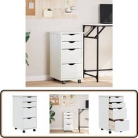Rollschrank mit Schubladen moss Weiß Massivholz Kiefer - Schreibtischorganizer - Bürobedarf - Regalsystem - Mobiliar - Sideboard von VIDAXL
