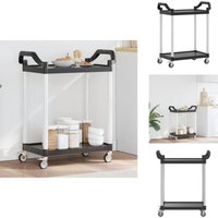 Rollwagen mit 2 Etagen Schwarz 81x41x92 cm Aluminium - Servierwagen - Küchenwagen - Rollwagen - Getränkewagen - Mobiliar von VIDAXL