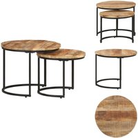 Vidaxl - Satztische 2 Stk. Rohes Mangoholz - Mangoholz Möbel - Couchtisch Set - Wohnzimmereinrichtung - Sideboard - Dekorationstisch von VIDAXL