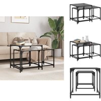 Satztische 2 Stk. mit Glasplatte Schwarz Stahl - Couchtisch - Satztisch - Glastisch - Wohnzimmereinrichtung - Modernes Design Satztische 2 Stk. mit Glasplatte Schwarz Stahl - Couchtisch - Satztisch - Glastisch - Wohnzimmereinrichtung - Modernes Design von VIDAXL
