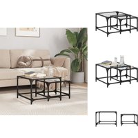 Satztische 2 Stk. mit Glasplatte Transparent Stahl - Couchtisch - Satztisch - Glastisch - Wohnzimmerstil - Modernes Design von VIDAXL