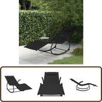 Schaukelliege Schwarz Stahl und Textilene - Gartensaison - Lounge Chair - Gartenliege - Schaukelliege - Outdoor Möbel von VIDAXL