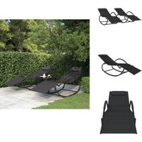 Schaukelliegen 2 Stk. Schwarz Stahl und Textilene - Schaukelliege - Gartenliege - Lounge Chair - Outdoor Möbel - Sonnenschirm Schaukelliegen 2 Stk. Schwarz Stahl und Textilene - Schaukelliege - Gartenliege - Lounge Chair - Outdoor Möbel - Sonnenschirm von VIDAXL