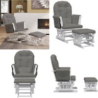 Schaukelsessel mit Hocker Gleitend Dunkelgrau Stoff - Schaukelsessel - Relaxsessel - Glider Stuhl - Wickelstuhl - Stillstuhl - Home & Living von VIDAXL