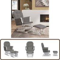 Schaukelsessel mit Hocker Gleitend Dunkelgrau Stoff - Schaukelsessel - Relaxsessel - Glider Stuhl - Wickelstuhl - Stillstuhl von VIDAXL