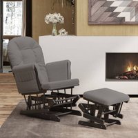 Schaukelsessel mit Hocker Gleitend Dunkelgrau Stoff - Vidaxl Schaukelsessel mit Hocker Gleitend Dunkelgrau Stoff - Vidaxl von VIDAXL