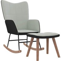 Schaukelsessel mit Hocker Hellgrau Samt und PVC vidaXL von VIDAXL