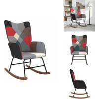 Schaukelsessel mit Hocker Patchwork Stoff - Schaukelstuhl - Patchwork Stuhl - Wohnzimmersessel - Lounge Chair - Gemütlicher Sessel von VIDAXL