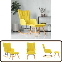 Schaukelsessel mit Hocker Senfgelb Stoff - Schaukelstuhl - Relaxsessel - Lounge Chair - Esszimmerstuhl - Sofa von VIDAXL