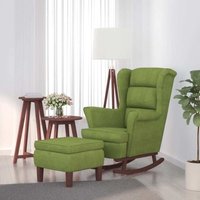 Schaukelsessel und Hocker mit Holzbeinen Hellgrün Samt - Vidaxl von VIDAXL