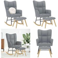 Schaukelstuhl mit Fußhocker Hellgrau Stoff - Vidaxl von VIDAXL