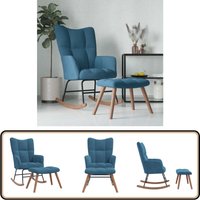 Schaukelstuhl mit Hocker Samt Blau - Samtsofa - Relaxsessel - Schaukelstuhl - Lounge Chair - Blau Sofa Schaukelstuhl mit Hocker Samt Blau - Samtsofa - Relaxsessel - Schaukelstuhl - Lounge Chair - Blau Sofa von VIDAXL