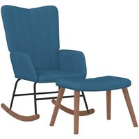 Schaukelstuhl mit Hocker Samt Blau vidaXL von VIDAXL