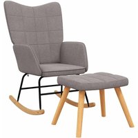Vidaxl - Schaukelstuhl,Relaxsessel mit Hocker Stoff Taupe von VIDAXL