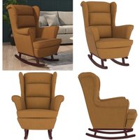 Schaukelstuhl mit Massivholz-Gummibeinen Braun Samt - Samtsessel - Schaukelstuhl - Esszimmerstuhl - Lounge Chair - Gemütlicher Stuhl - Home & Living von VIDAXL
